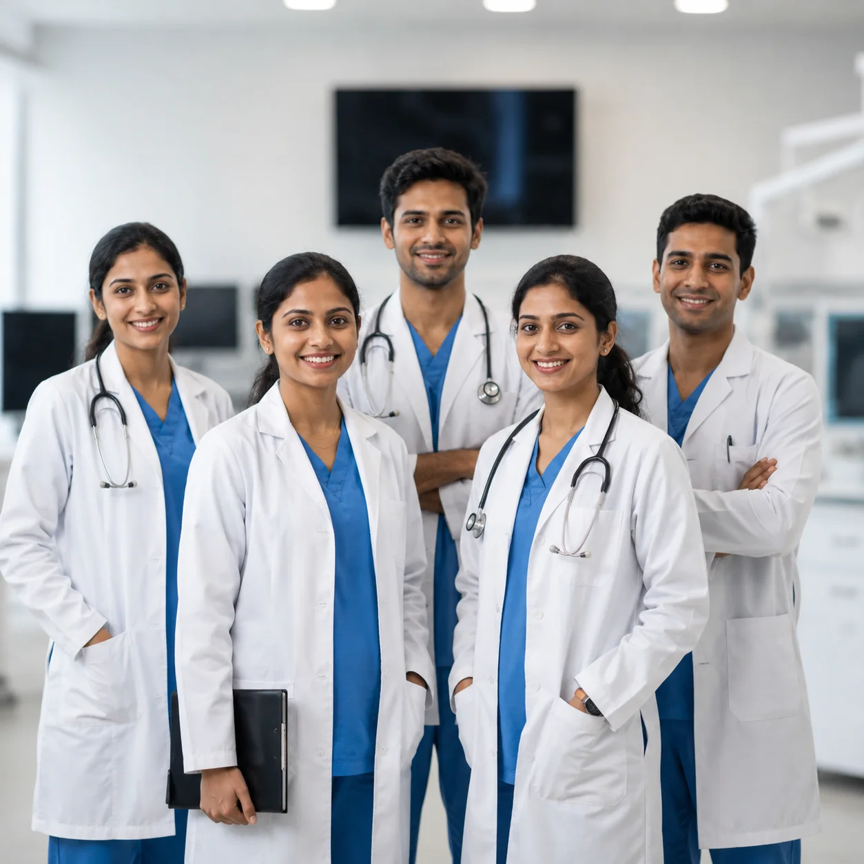 Dental specialists standing in clinic